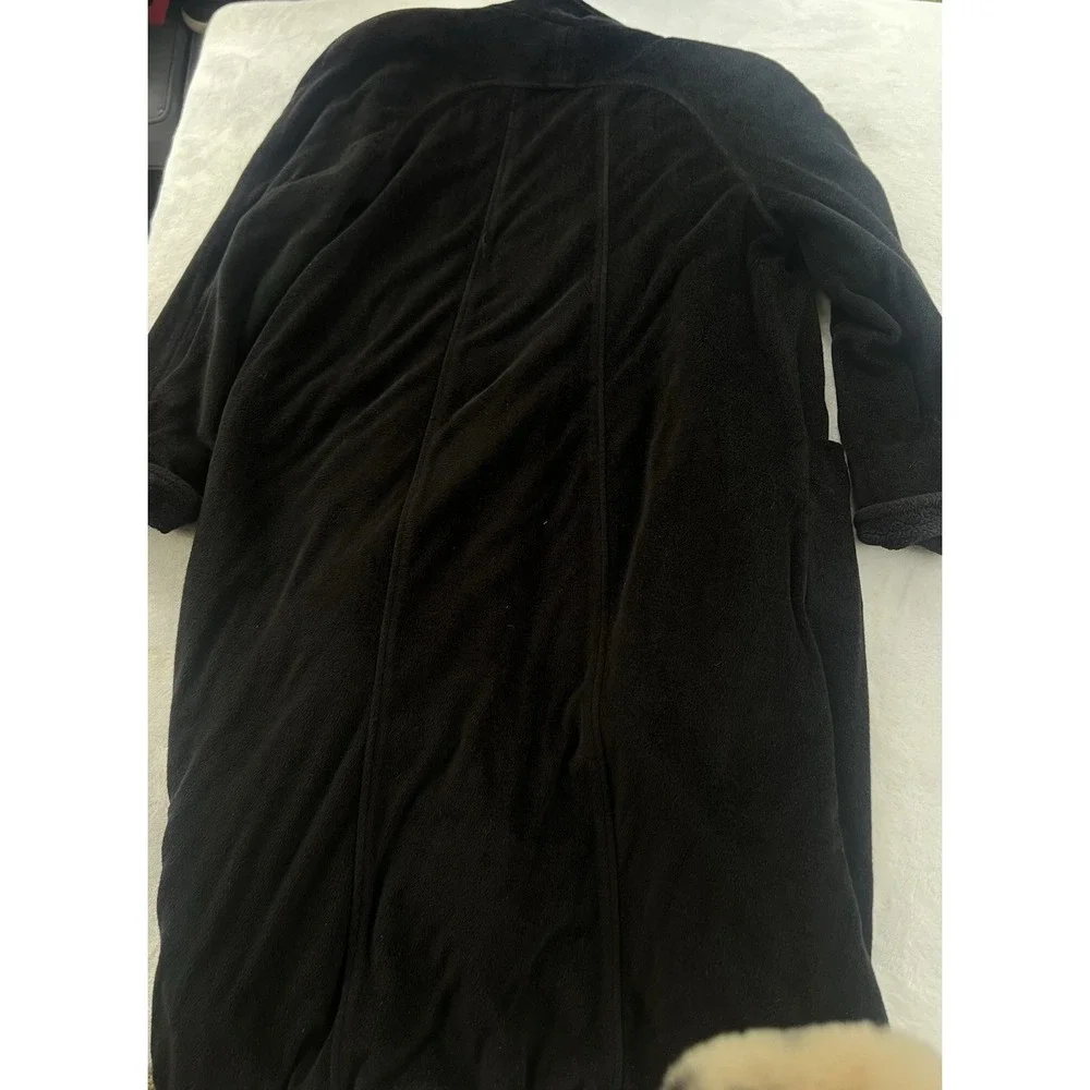 Vintage LL Bean Women's Wool Blend Long Trench Coat Black‎ Made In USA